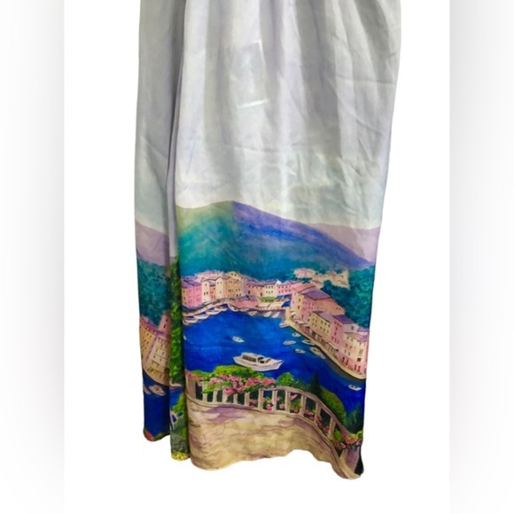 Rachel Zoe European riviera print light‎ blue swing skirt size small brand new - Picture 8 of 15